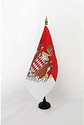 TISCHFLAGGE MONACO MIT WAFFEN 15x15cm - FÜRSTENTUM MONACO TISCHFAHNE 15 x 15 cm - flaggen AZ FLAG