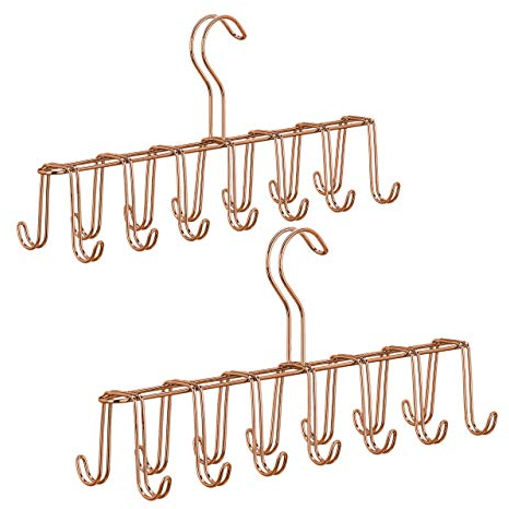 2 x Gürtelhalter, Krawattenhalter aus Metall, platzsparend, je 14 Haken, Krawatten & Gürtel, Kleiderschrank, Kupfer