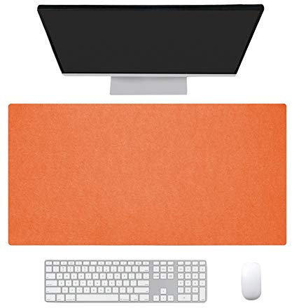 Ommda Tapis de Souris Feutre Tissu Antistatique Bureau Pad et Protection Tapis de Souris Gaming Pad Antidérapant Tapis de Bureau Orange,60x30cm