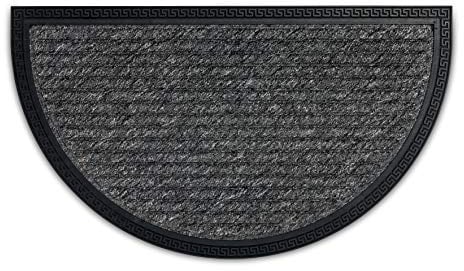 Fußmatte Außen & Innen - 40x70 cm - Grau Linien halbrund - Türmatte rutschfest - Schmutzfangmatte sehr strapazierfähig - Fussmatte aussen Stufen