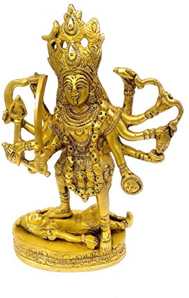 Gavya International Maa Kali stehend auf Shivas Truhe, Messing-Statue, Skulptur, Göttin, Größe 20,3 cm, mit Beutel
