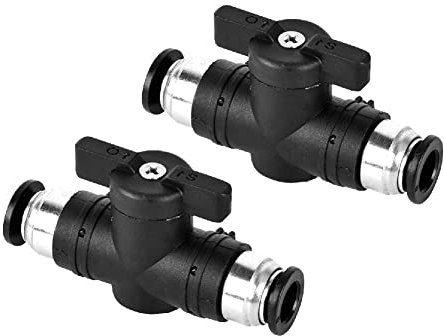 Beduan Lot de 2 valves à boisseau sphérique pneumatique BUC 1/2'' x 1/2'' OD Push pour connecter le raccord Valve de contrôle du flux d'air Raccord rapide droit Raccord air comprimé