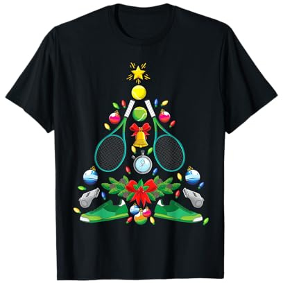 Tennis Weihnachtsbaum Weihnachten Spieler Sport T-Shirt