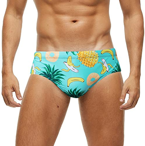 Arcweg Men's Swimming Trunks Briefs Low Waist with Removable Pad Swimwear Elastic Beach Shorts Boxers Underwear