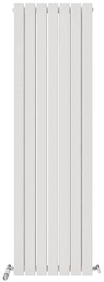Double Vertical Slim Flat Panel Radiator Matt White 1800mm x 532mm + Angled Valve