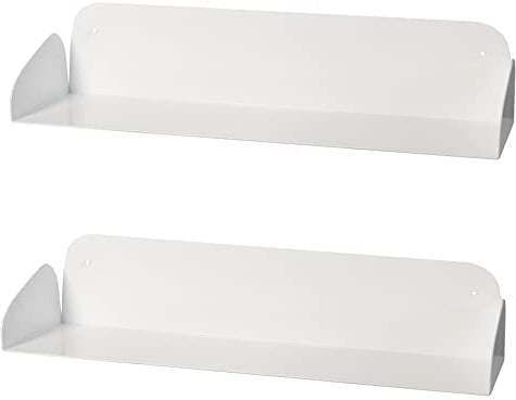 MILUKA Wandregal Weiß 60 cm | Bücherregal Wand | Bücher Regal Hängend | Floating Bookshelf als Schwebendes Bücherregal, Büro Regal Wand Deko Unsichtbares Bücherregal kleines | 2er set Metallregal Weiß
