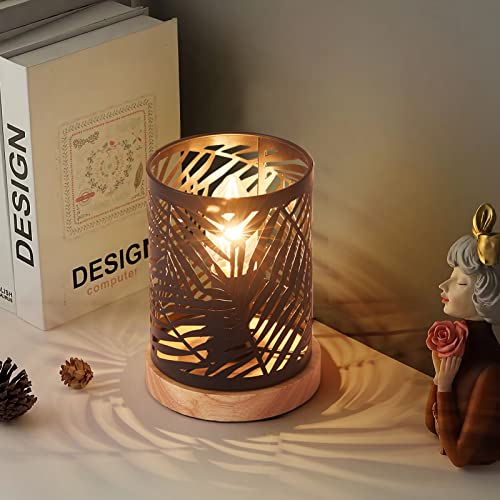 wiheajuora Lampe de bureau E14 40W Lampe de chevet avec interrupteur à bouton Éclairage de table à atmosphère creuse Table de chevet décorative pour chambre à coucher, salon (pas d'ampoule)