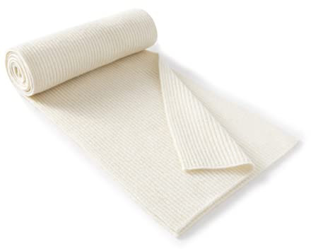 Lallier Unisex-Kaschmirwolle Klassischer, gerippter, fester Schal, ultraweicher, warmer Winterschal mit Geschenkbox (Weiß)