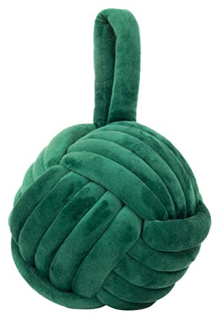 Furn Knot Velvet Door Stop – Soft Plush Weighted Decorative Doorstop, Modern Home Decor (Green Emerald)