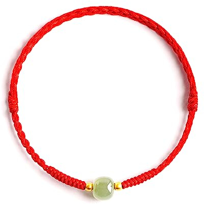 Lucky Rotes Schnur Armband Geflochtene String Hotan Jade Glücks Bracelets, Talisman Wachsenden Wunsch Bringen Sicherheit Wohlstand Seil Armband für Mann, Frau, Freundschaft und Paar Guard Ihre Liebe