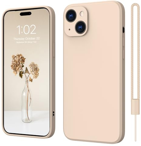 ElestBela iPhone 15 Plus Hülle Silikon Case, Hanyhülle iPhone 15 Plus Ultra Dünn Slim mit Microfiber, Kratzfeste Rundumschutz Case Schutzhülle Hülle Khaki