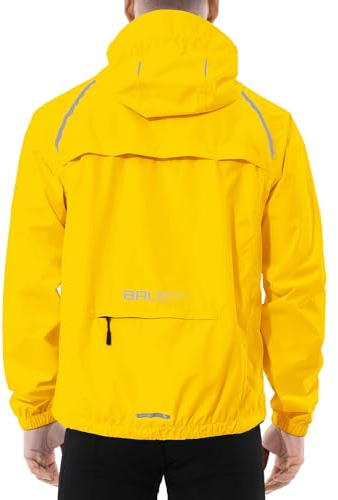 baleaf Waterproof Jacket Mens Cycling Jackets Reflective Running Outdoor Rain Coats Lightweight for Men Walking Hiking Packable Bright Yellow XL