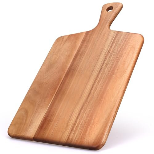 Gtencemen Tagliere in legno di acacia con manico, miglior formaggio per salumi, tagliere in legno per carne, verdura, pane, frutta, tagliere in legno, 43,2 x 25,4 cm