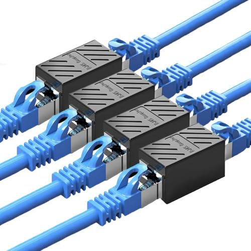 RJ45 Ethernet Coupler, Aoiutrn 4 Pack RJ45 LAN Internet Female to Female Network Extender Connector 10Gbps Extension Adapter for Cat5,Cat5e,Cat6,Cat7,Cat8 (RJ45)