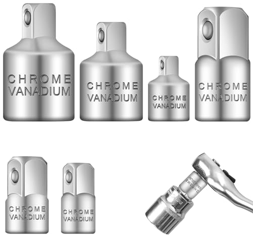 Stecknuss Adapter 6 Stück Stecknussadapter Steckschlüssel Set Adapter 1/4 auf 3/8, 3/8 auf 1/4, 3/8 auf 1/2, 1/2 auf 3/8, 1/2 auf 1/4, 1/4 auf 1/2 für Knarren Nuss Steckschlüsseln Steckdosenadapter