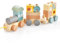 COSTWAY 3 teiliges Holz Eisenbahn Set, Kinder Holzzug stapelbar mit Bausteinen & bunten Tierfiguren, Bausteinzug Lokomotiven pädagogisch für Jungen & Mädchen ab 3 Jahren (Modell 3)