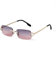 ADEWU Occhiali da sole retrò vintage occhiali senza bordi protezione UV stretti occhiali da sole rettangolari uomo donna unisex, Gradiente oro-grigio-rosa