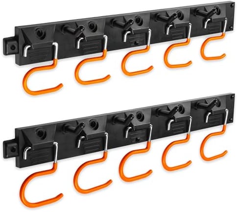 VON STEINEICH® Gartengerätehalter [2x40cm] Werkzeug Organizer mit rutschfesten Haken – Gerätehalter für Besen, Hacken und anderes Gartenwerkzeug (Besenhalterung Wand)