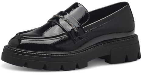 s.Oliver Damen Loafer ohne Absatz Vegan Elegant, Schwarz (Black Patent), 39 EU