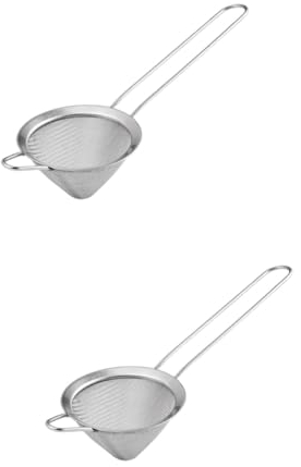 IMIKEYA 2 Pcs European Double Ice Filter Metal Mesh Strainer Chinois Strainer Colander Strainer Handle Residue Straining Tool Mesh Sieve Juice Fine Mesh Triangle Drainer Stainless Steel