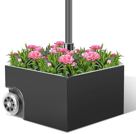 Ansobea Sonnenschirmständer mit Rollen,77kg Bepflanzbar Sonnenschirm Ständer für Schirmstangen 38/48 mm,Schirmständer befüllbar mit Ablaufloch,Schirmständer fahrbar für Terrasse Garten