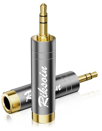 RIKSOIN Klinke Adapter 3,5mm auf 6,35mm, 6,35 Klinkenstecker Adapter auf 3,5 Klinke kopfhörer Adapter [Vergoldete,Hi-Fi Sound] für Kopfhöre, Lautsprecher, Keyboard, E-Gitarre/Klavier (3.5mm 2 Stück)