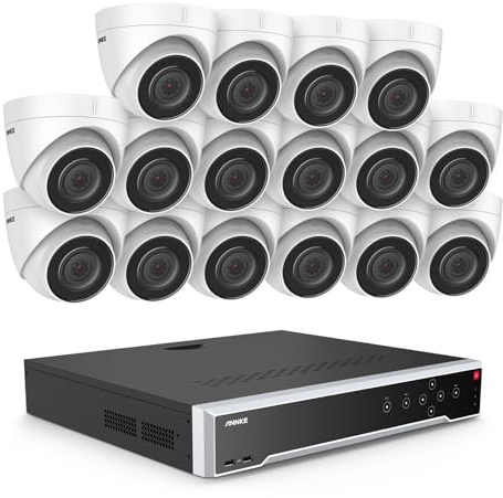 ANNKE Überwachungskamera Aussen Set, 32CH Videoüberwachung mit 16X 3K PoE IP Kamera und 12MP NVR für 24/7 Aufnahme Innen Outdoor, Personen/Fahrzeugerkennung, IP67 (Ohne HDD),für Zuhause/Betrieb