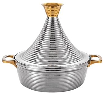 CTCOIJRN Marokkanischer Tajine-Topf aus Edelstahl 304, antihaftbeschichteter Tajine-Topf aus Edelstahl, Eintopf, Trockentopf, antihaftbeschichteter Schongarer for Meeresfrüchte, Pfanne mit hohem Decke