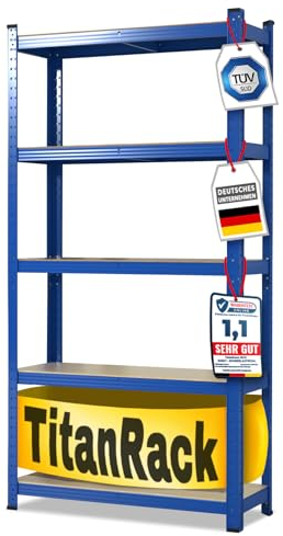 KARAT Schwerlastregale für Garage, Keller, Werkstatt - Steckregal - Weitspannregal - Lagerregal - Kellerregal - Eckregal - Reifenregal - Gitterregal (Blau, 200 x 100 x 50 cm)