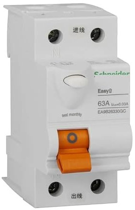 RWRAPS Magnetotermico Interruttore differenziale EA9B con Protezione da sovratensione 2P 25A 40A 63A Dispositivo di Protezione differenziale 230VAC(63A)