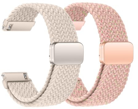 KUBFDL Nylon Uhrenarmband 20mm 22mm Elastisch Armband mit Magnetisch Verschluss für Damen Herren Schnellverschluss Smartwatches Ersatzarmband Verstellbares Atmungsaktive Sport Uhrenarmbänder