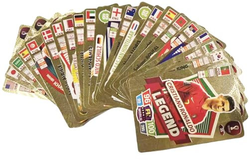Rcxnm Weltfußballstars-Sammelkarten, 55 Stück, Kartenspiel (Gold)