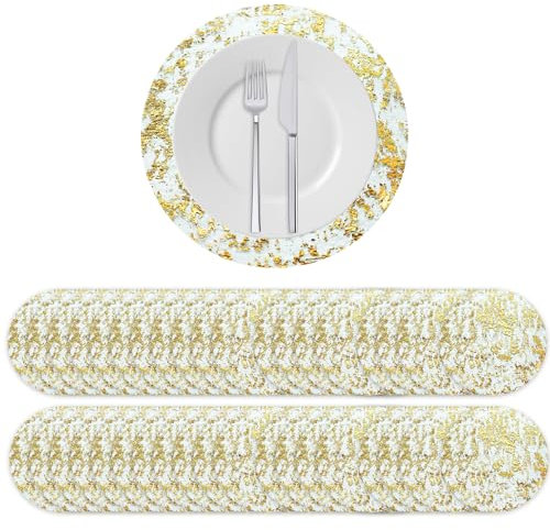60PCS Platzset Gold Einweg,Tischset Gold,Untersetzer Gold,Platzset Rund,Platzsets Rund,Tischset Gold,Metallische Tischsets Aus Goldfolie für Esstisch Hochzeit Geburtstag Party Urlaub,16CM