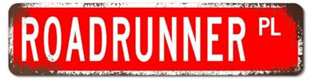 LMMIXEE Roadrunner Schilder Roadrunner individuelles Straßenschild Roadrunner Geschenk Bauernhaus Metall Wandschild rustikale Wandkunst Küche Wandbehang Schilder Wandschild Wohnkultur