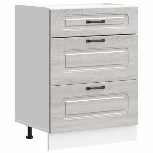 vidaXL Küchenunterschrank Kalmar Grau Sonoma Holzwerkstoff, Spülenunterschrank, Schrank Küche, Lagerschrank, Unterschrank für Küche, Küchenzeile