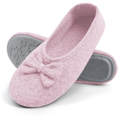 OFFCUP Pantofole da Donna, Scarpe da Casa, Pantofola Ballerina Donna Pantofole da Casa Memory Foam Inverno Ciabatte Pantofola Interno Caldo Peluche Leggero Scarpe di Cotone (Rosa/L)