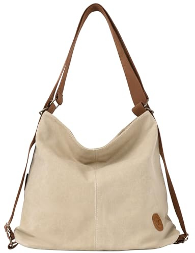 Ausing Women’s Large Canvas Tote Bag 4-in-1 Convertible Backpack Canvas Lightweight Crossbody Shoulder Bag for Work Travel