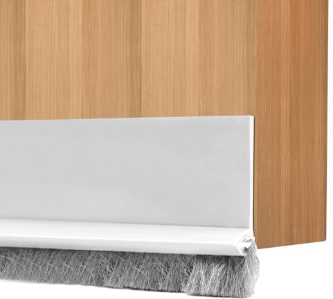 AIMEKE 2 paraspifferi per porte, 100 cm, autoadesivo, guarnizione a spazzola, guarnizione inferiore della porta con spazzola (bianco)