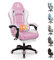 ALFORDSON Silla Gaming de Masaje, Silla de Oficina con reposapiés, Silla Gaming de Carreras, Capacidad de 180 kg, Respaldo Ajustable de 90-150°, Silla ergonómica para PC, Tela, Blanco y Rosa