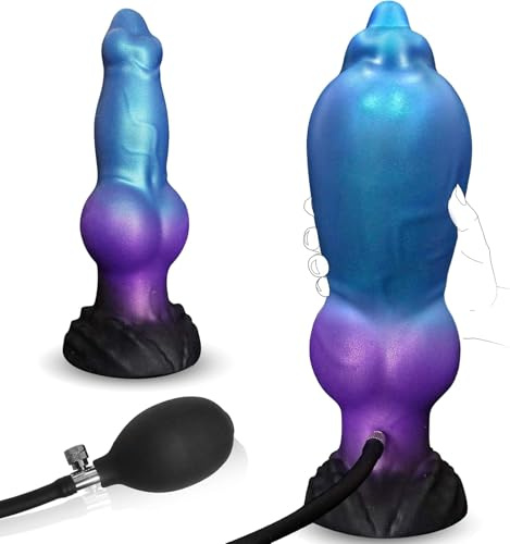 Anal Dog Dildo Aufblasbarer Knot Analdildo mit Saugnapf | Fantasy Inflatable Dildo Groß Analplug für Frauen Realistische XXL Dildos Fetisch Analdehner BDSM Analspielzeug für Paare