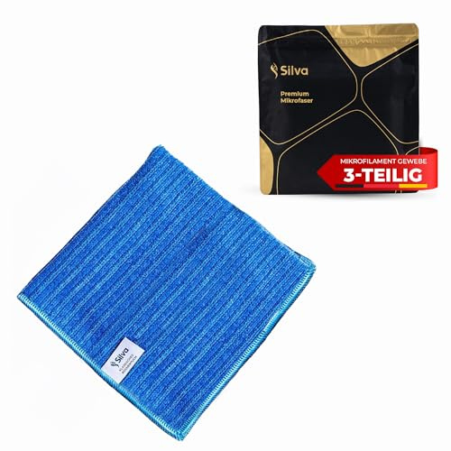 Silva Mikrofaser Geschirrtuch 40x40 cm – Saugstark & Fusselfrei Küchentuch – Streifenfreies Trockentuch für Küche & Geschirr – Wiederverwendbar, Waschbar & Langlebig Haushaltstuch