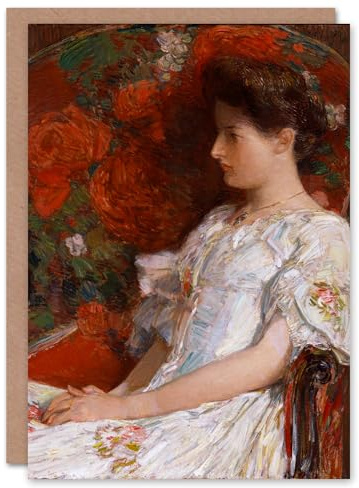 Artery8 Childe Hassam Art Card Woman Portrait on Victorian Chair