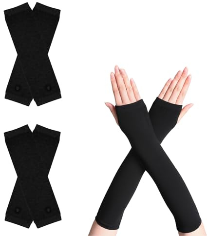 leruiyezs 2 Paar Arm Warmers Lange Fingerlose Handschuhe Für Damen Und Herren Aus Weichem Strick Mit Daumenloch Elastische Handstulpen Für Winter Arbeit Lesen Radfahren