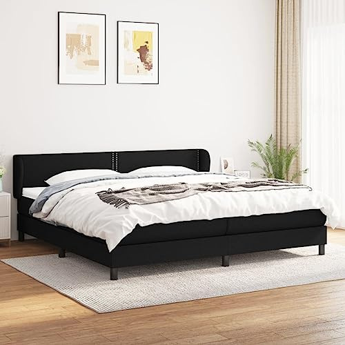 Mimdixy Doppelbett Bettgestell für Haus,Boxspringbett mit Matratze Schwarz 200x200 cm Stoff