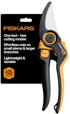 Fiskars DualAction Pruner – Hand Pruner with Two Cutting Modes, Bypass Garden Pruner for Stems and Branches up to 1, Low-Friction Steel Blade, FiberComp Frame
