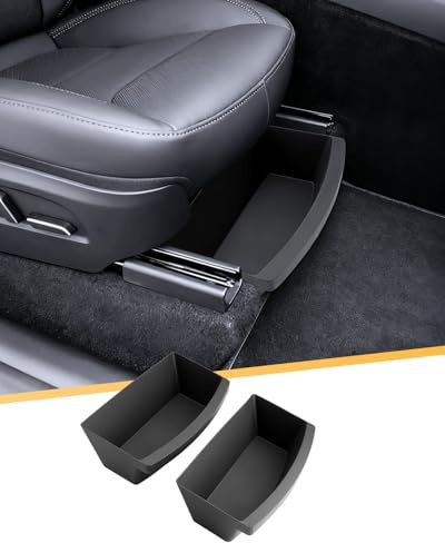 YEE PIN 2 Stück Unter-Sitz Aufbewahrungsbox für Tesla Model Y Juniper 2025 2026 2027, TPE Organizer Tray unter dem Vordersitz (Fahrer & Beifahrer), Model Y Zubehör (Nicht für 2020-2024)