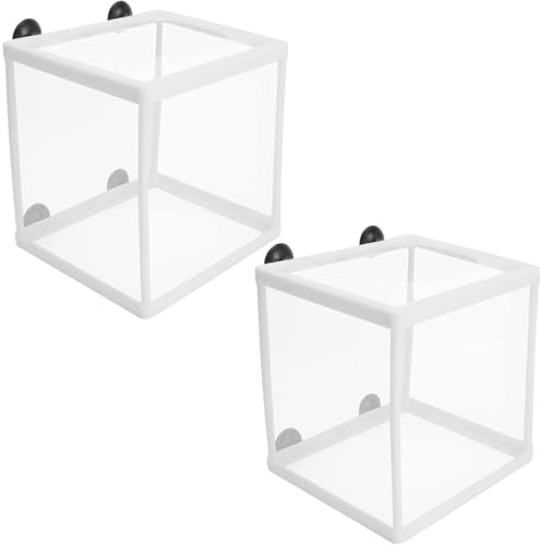 2 Stück Aquarium Ablaichkasten Fisch Isolation Zuchttank, Ultrafeines Aufzuchtbecken Aquarium Netz Breeding Box mit Saugnapf, Aquarium Fische Brutkasten Laichkasten für Baby Fisch Guppy, 16 x 16 cm