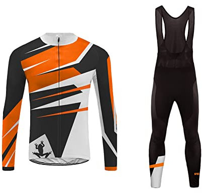 UGLY FROG UFDS37 Radfahren Cycling Jersey Radtrikot Pro Team MTB Thermal Langarm Radjacke+ Lange Hose mit Gel PAD Langarm Winter with Fleece Bike Set Style-Update (Zwei Stücke)