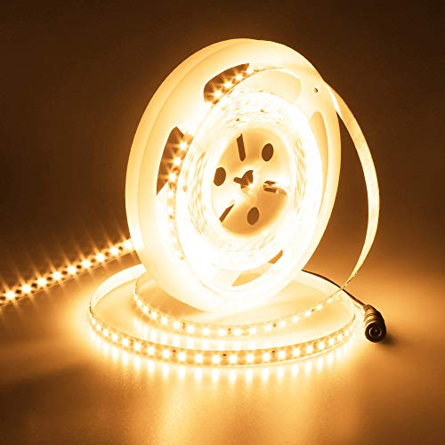 JOYLIT 24V LED Streifen 5M Warmweiss 3000K 7500LM Sehr Hell CRI 90+, CE UL Profi 90W 2835 SMD 120LEDs/M Hohe Dicht Selbstklebend Licht Band Weiß, IP20 Innen LED Strip Beleuchtung für Wohnen, Gewerbe
