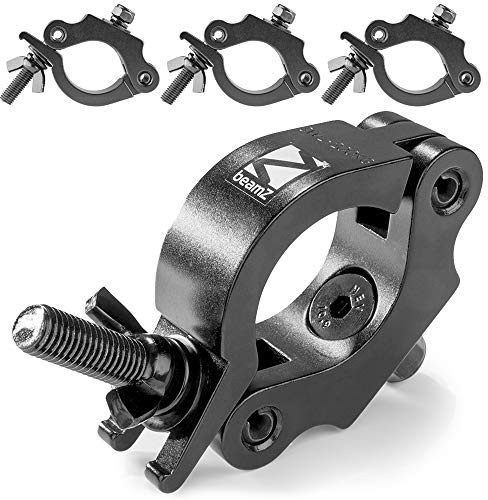 BeamZ BC50B-200 Half Coupler Slimline Clamps - 4-Pack, Stage Lighting & Theatrical Truss Clamps, 200kg Load Capacity, Black Aluminum, 48-51mm Tube Diameter